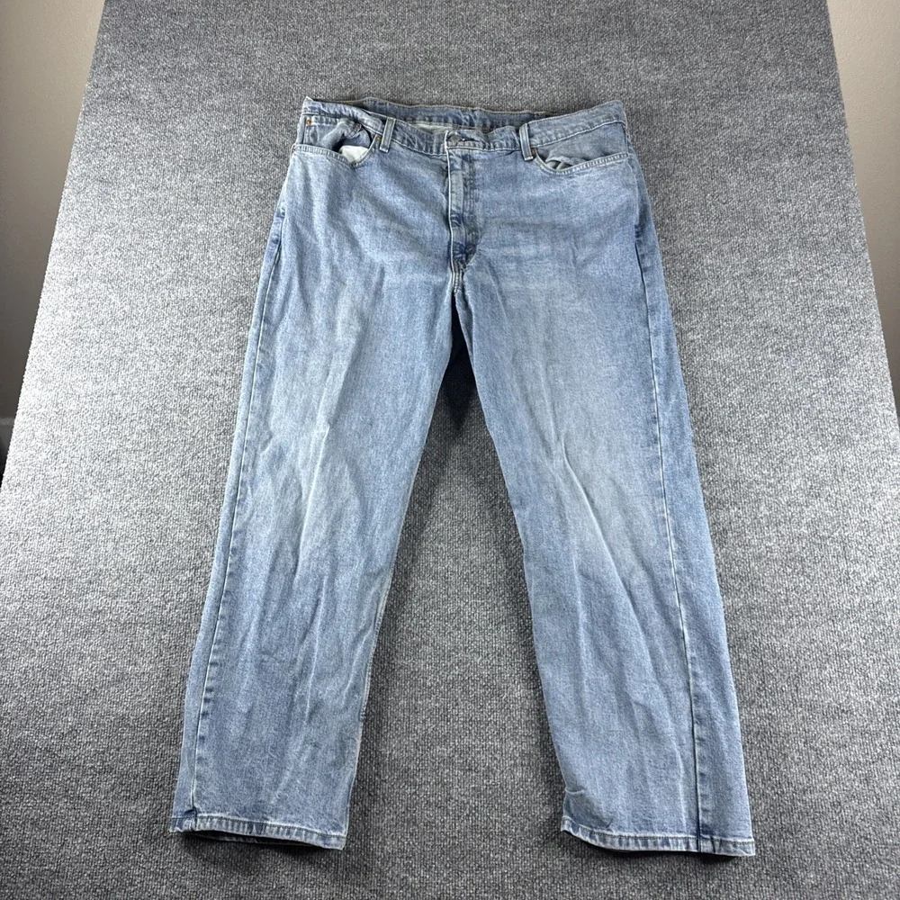 VINTAGE Levis 550 Jeans Mens 42x30 Blue Light Wash Tapered Cotton Workwear Y2K